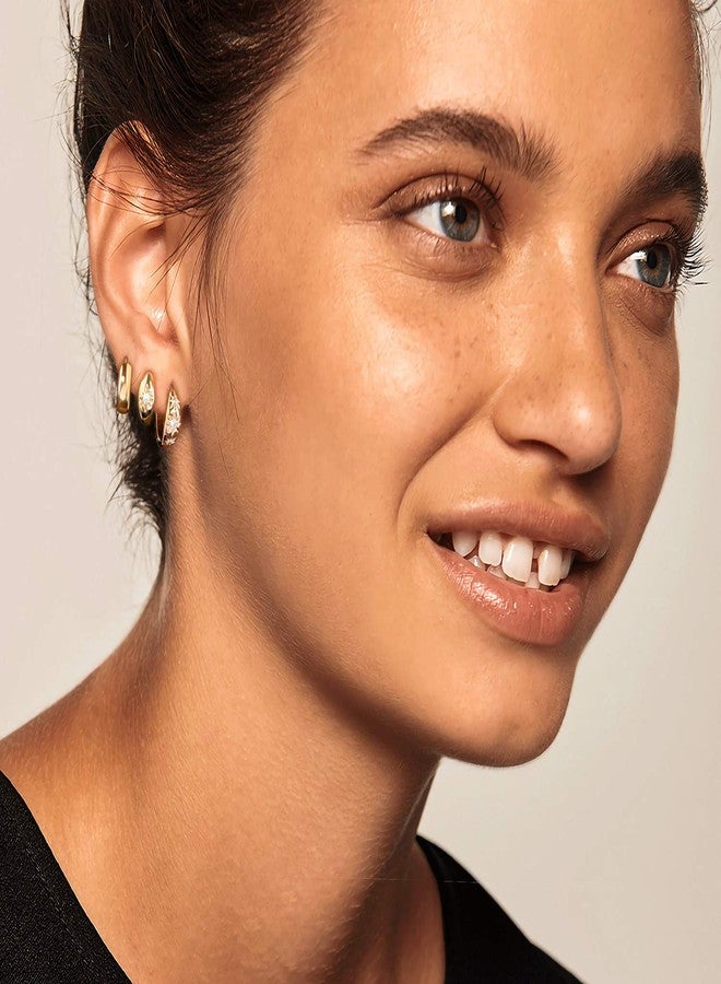 MYEARS Women Triple Starburst Earrings Gold Huggie Band Hoop Cubic Zirconia 14K Gold Plated Small Simple Hypoallergenic Everyday Jewelry - Image 5
